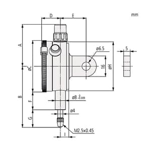 Mitutoyo 5.00 mm Plunger Type Dial Test Indicator, 1044 S